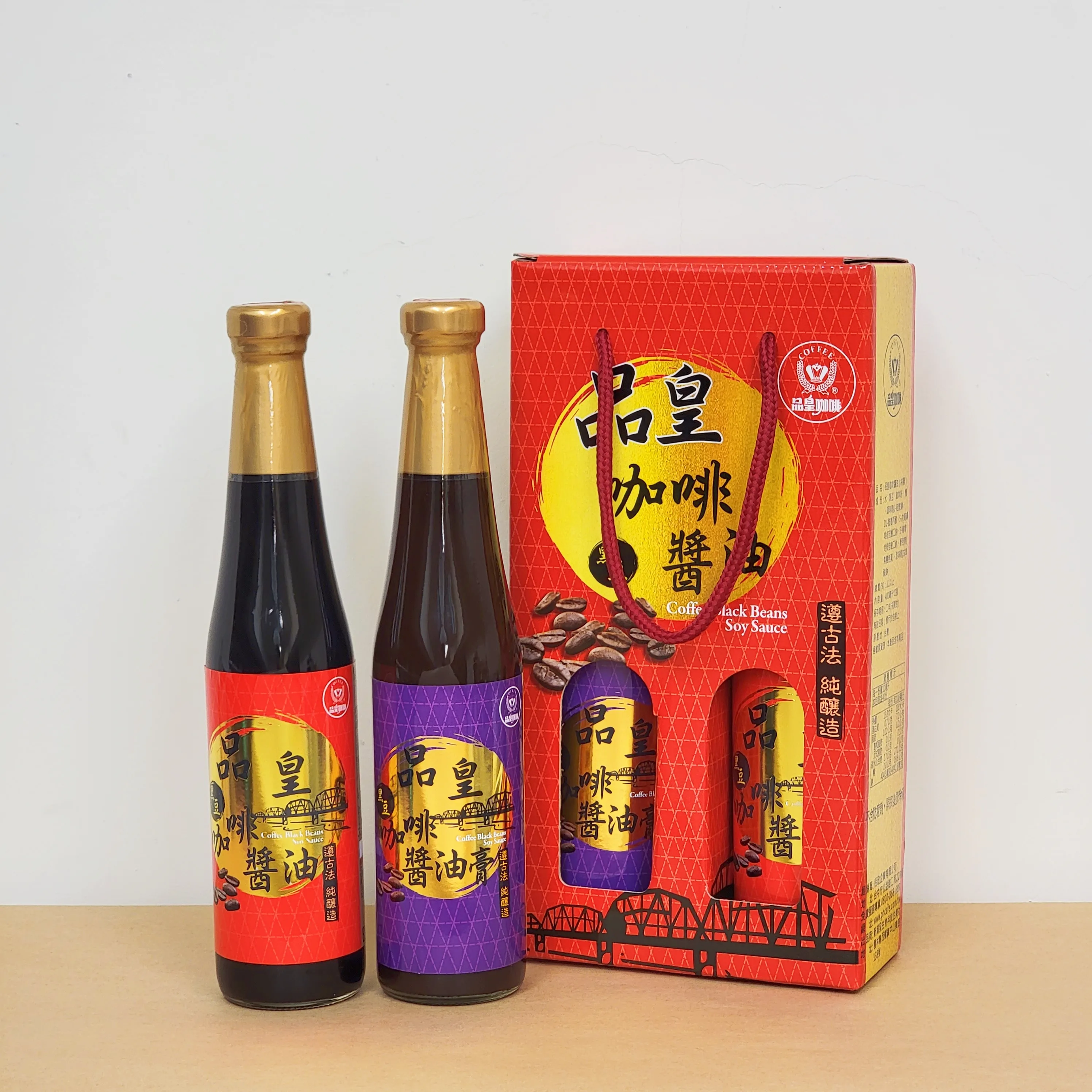 品皇咖啡醬油+醬油膏 2入組禮盒(高瓶400ml)